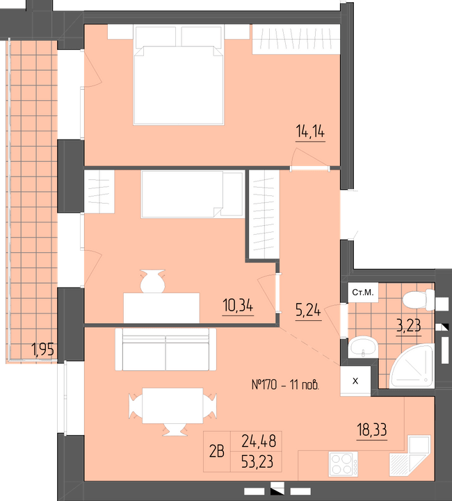 2-комнатная 52.23 м² в ЖК ZigZag от 16 300 грн/м², Ровно