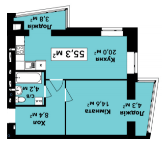 1-кімнатна 55.3 м² в ЖК Перлина Проскурова від 24 750 грн/м², Хмельницький