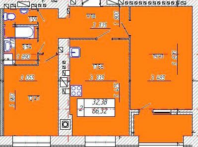 2-кімнатна 66.32 м² в ЖК Новобудова від 14 500 грн/м², Хмельницький