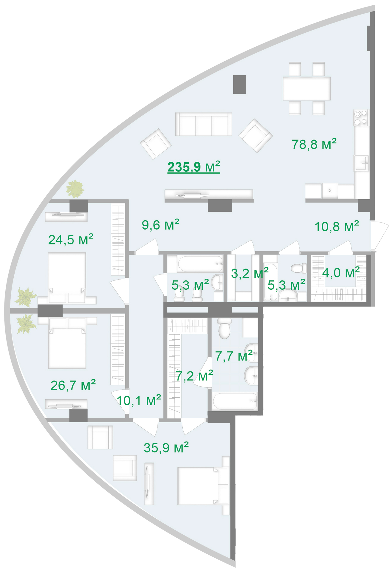 3-кімнатна 232.9 м² в БФК Intergal City від 73 640 грн/м², Київ