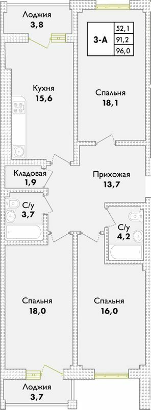 3-комнатная 96 м² в ЖК Парк Совиньон от 22 150 грн/м², пгт Таирово