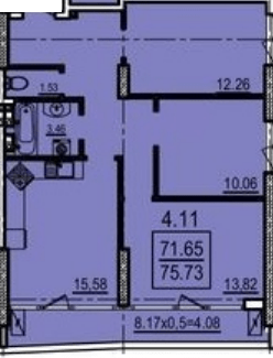 3-кімнатна 75.53 м² в Апарт-комплекс Каліпсо від 33 500 грн/м², Одеса