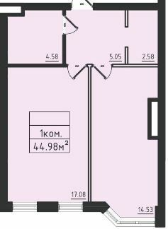 1-кімнатна 44.98 м² в ЖК Avinion від 23 000 грн/м², Одеса