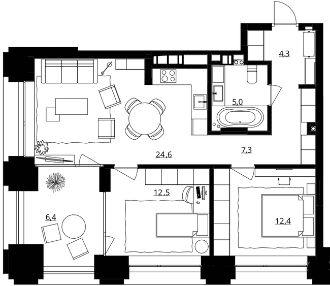 2-комнатная 72.5 м² в ЖК Doma Trabotti от 58 550 грн/м², Одесса