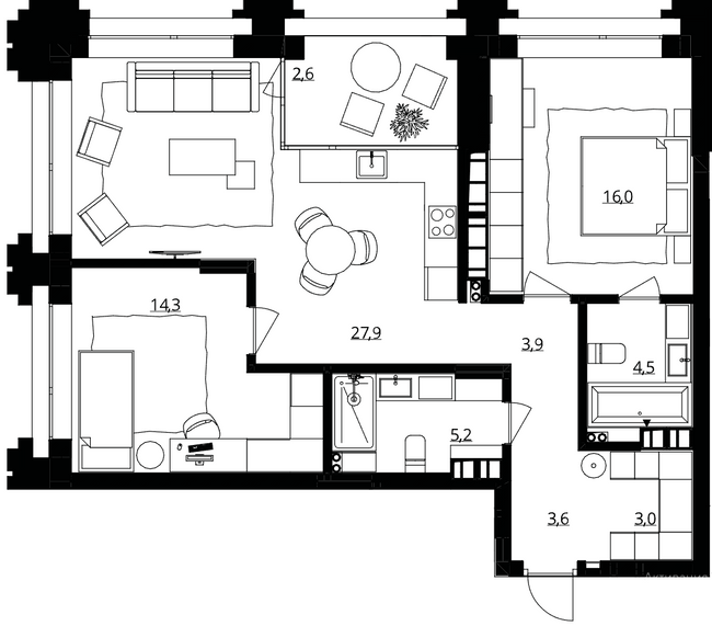 2-комнатная 81 м² в ЖК Doma Trabotti от 58 550 грн/м², Одесса