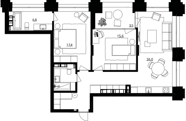 2-комнатная 88 м² в ЖК Doma Trabotti от 58 550 грн/м², Одесса