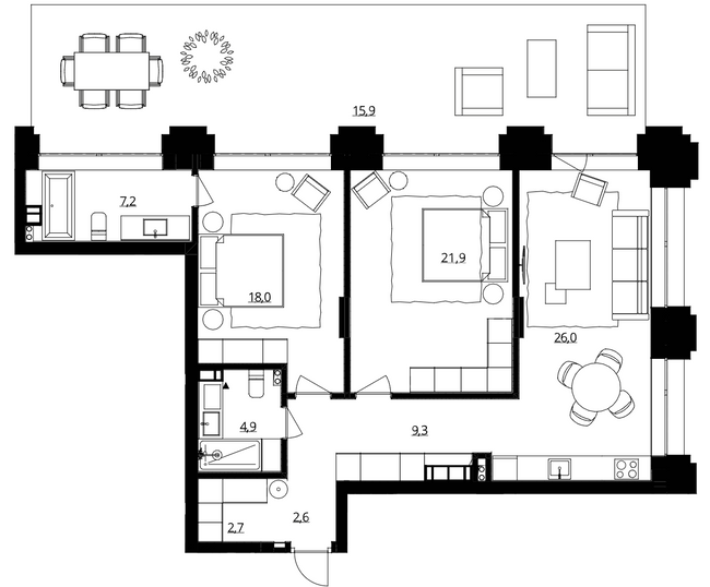 2-комнатная 108.5 м² в ЖК Doma Trabotti от 58 550 грн/м², Одесса