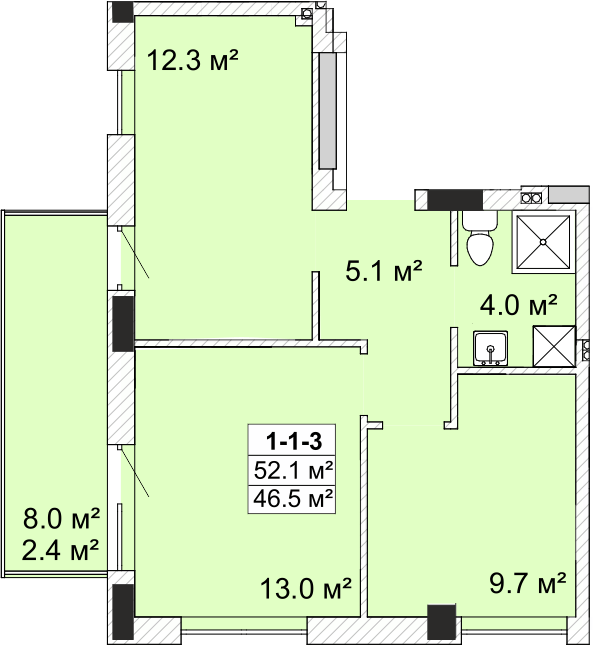 2-комнатная 52.1 м² в ЖК SMART City-2 от 21 300 грн/м², Одесса