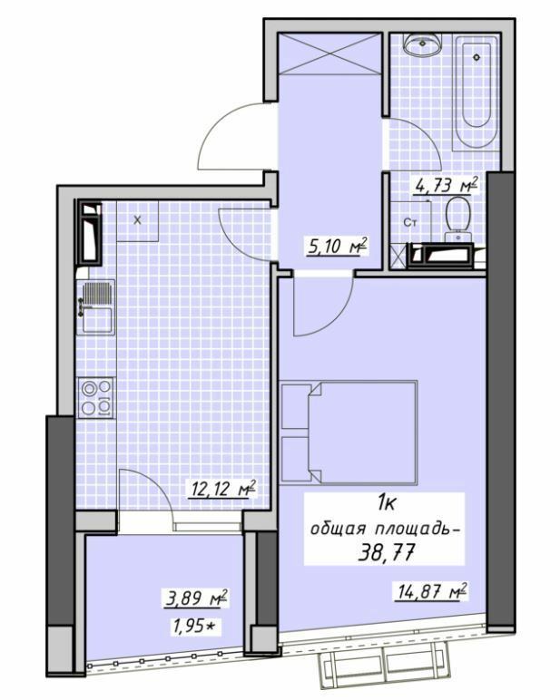 1-комнатная 38.77 м² в ЖК Атмосфера от 28 400 грн/м², Одесса