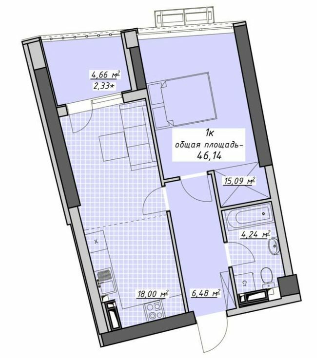 1-комнатная 46.14 м² в ЖК Атмосфера от 28 400 грн/м², Одесса