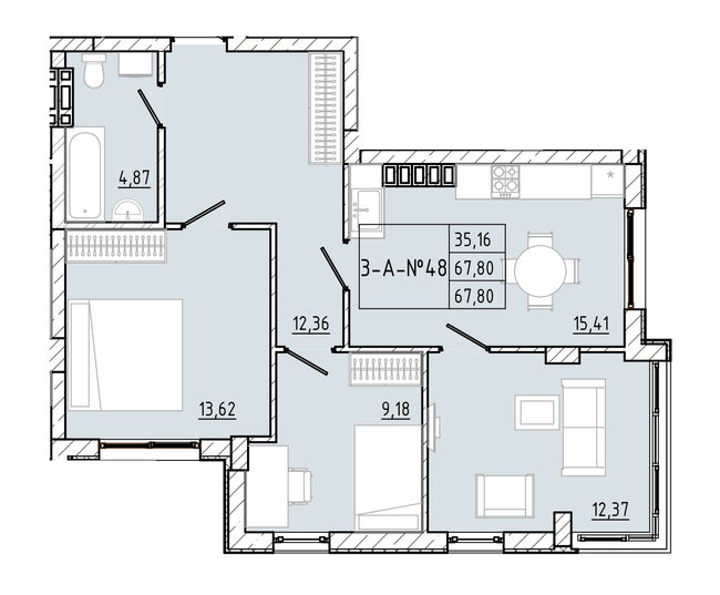 3-кімнатна 67.8 м² в ЖК Приморські Сади від 21 850 грн/м², Одеса