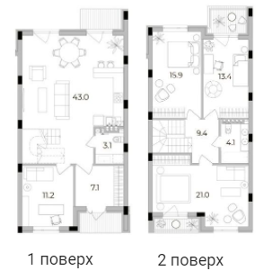 Таунхаус 128 м² в Таунхауси Eastville від 20 000 грн/м², с. Мала Олександрівка