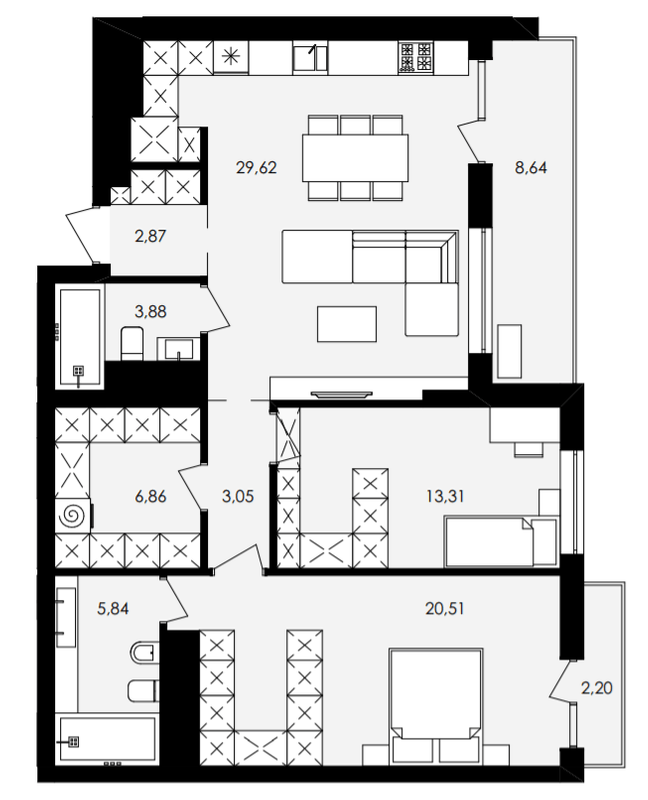 2-кімнатна 88.89 м² в ЖК Avalon Yard від 31 000 грн/м², Львів