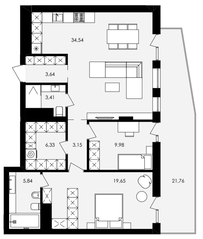 2-комнатная 93.07 м² в ЖК Avalon Yard от 31 000 грн/м², Львов