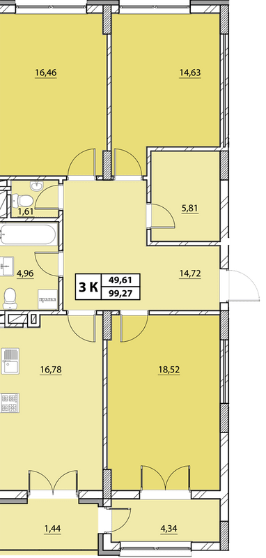 3-кімнатна 99.27 м² в ЖК Гіацинт-Люкс від 48 000 грн/м², Львів