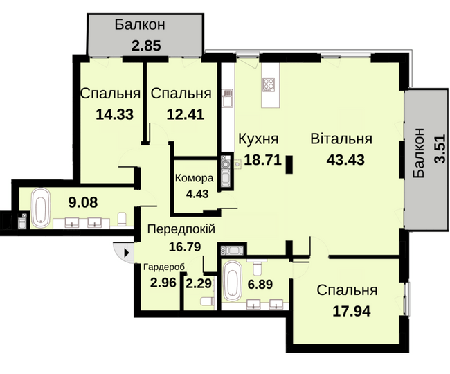 3-комнатная 155.62 м² в ЖК Княжий холл от 48 000 грн/м², Львов