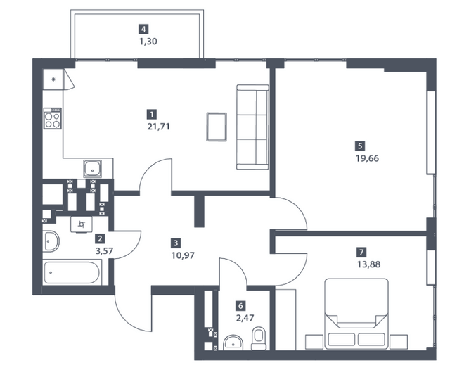 2-кімнатна 73.56 м² в ЖК Малоголосківські пагорби від 26 800 грн/м², Львів