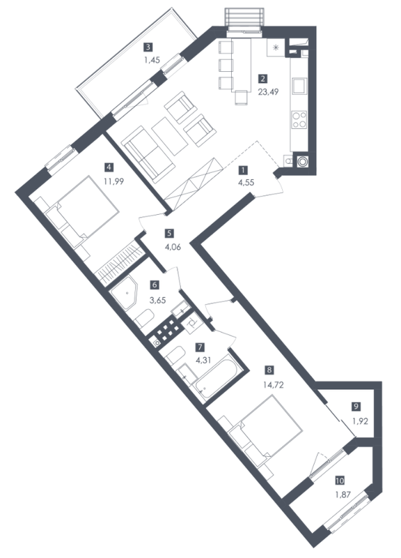 2-комнатная 72.01 м² в ЖК Малоголосківські пагорби от 26 800 грн/м², Львов