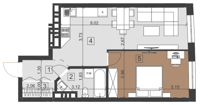 1-кімнатна 50.5 м² в ЖК Парус City від 28 650 грн/м², Львів