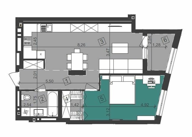 1-кімнатна 59.24 м² в ЖК Парус City від 28 800 грн/м², Львів