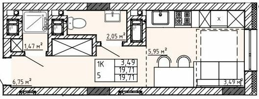 1-кімнатна 19.71 м² в Апарт-комплекс APART HALL від 18 000 грн/м², с. Сокільники