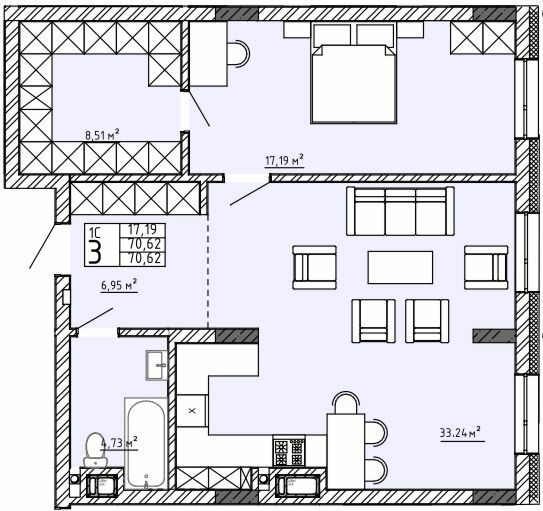 2-комнатная 70.62 м² в Апарт-комплекс APART HALL от 18 000 грн/м², с. Сокольники
