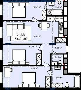 3-комнатная 91.8 м² в Апарт-комплекс APART HALL от 18 000 грн/м², с. Сокольники