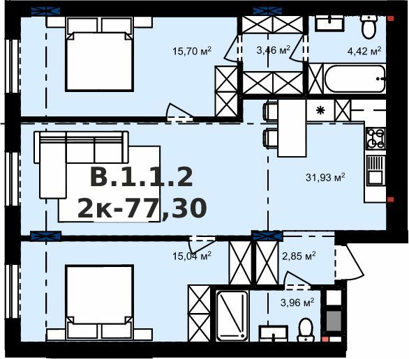 2-кімнатна 77.3 м² в Апарт-комплекс APART HALL від 18 000 грн/м², с. Сокільники