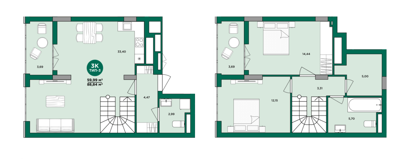 Двухуровневая 88.84 м² в ЖК Wellspring от 24 150 грн/м², г. Вишневое