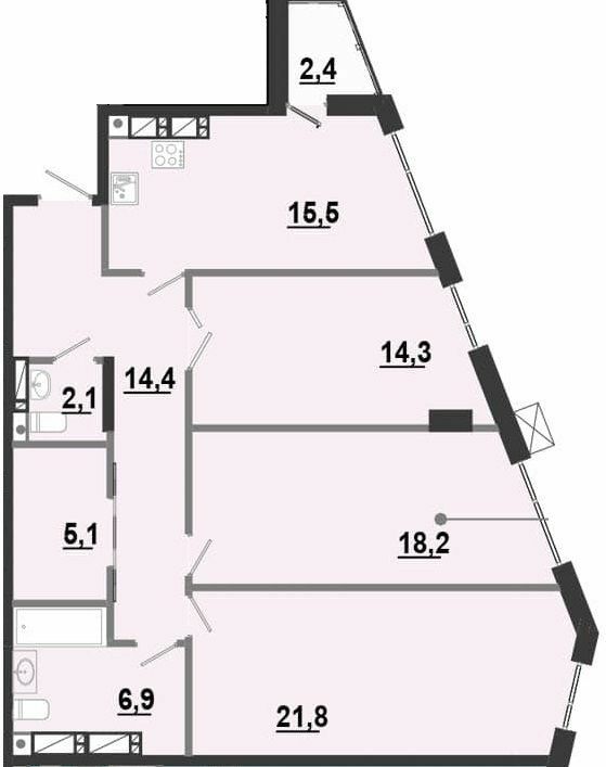 3-кімнатна 98.89 м² в ЖК BonAparte від 28 000 грн/м², Харків