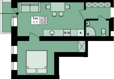 1-кімнатна 34.08 м² в ЖК Urban City від 19 750 грн/м², Харків