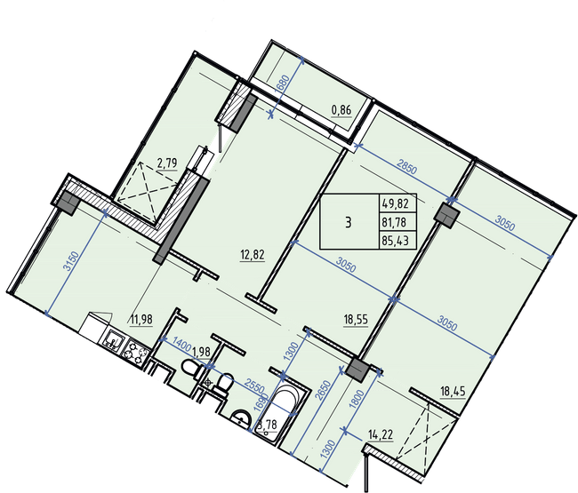 3-комнатная 85.43 м² в ЖК Авиационный от 40 000 грн/м², Харьков