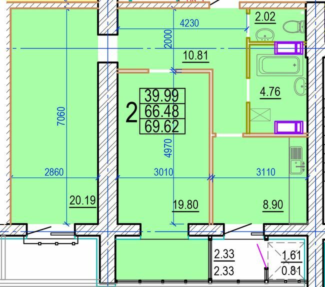 2-кімнатна 69.62 м² в ЖК Овис від 20 500 грн/м², Харків