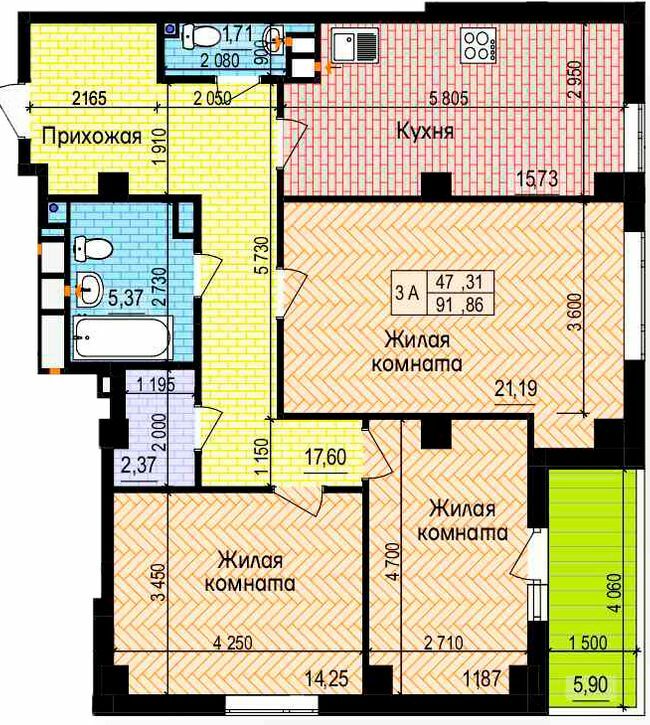 3-кімнатна 91.86 м² в ЖК Пролісок від 20 900 грн/м², Харків