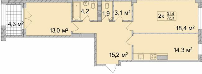 2-комнатная 72.3 м² в ЖК ТИТУЛ Дом на Пушкинской от 49 400 грн/м², Харьков