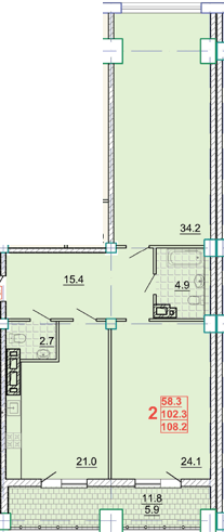 2-комнатная 108.2 м² в КД Leonardo town от 57 450 грн/м², Харьков