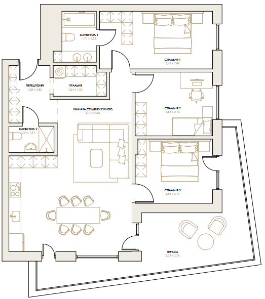 3-комнатная 106.35 м² в ЖК Artynov Hall от 43 250 грн/м², Винница