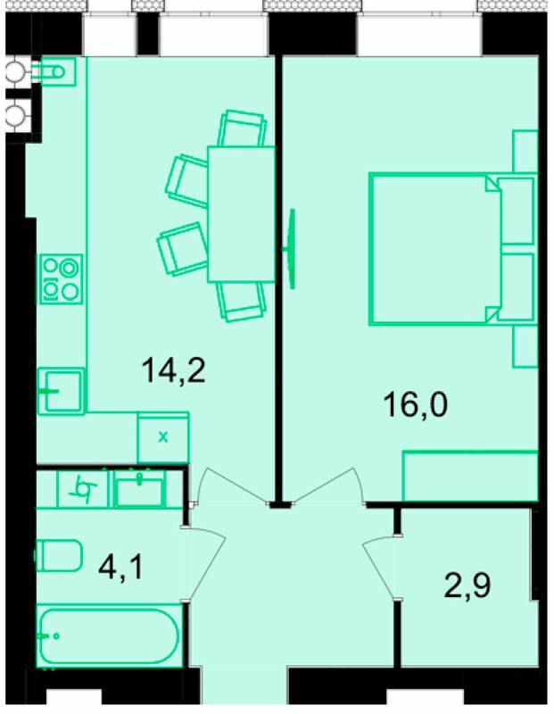 1-комнатная 41.7 м² в ЖК Forest Home от 23 400 грн/м², Винница