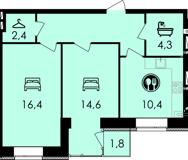 2-комнатная 59.2 м² в ЖК Forest Home от 22 400 грн/м², Винница