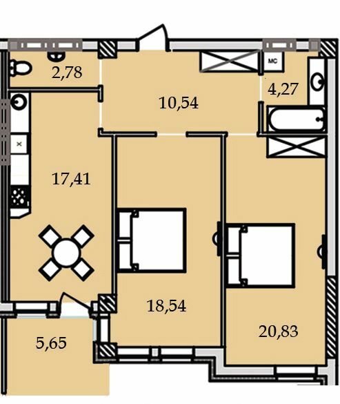 2-комнатная 78.52 м² в ЖК Premier Tower от 31 700 грн/м², Винница