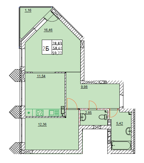 2-кімнатна 59.77 м² в ЖК River Port від 27 950 грн/м², м. Ірпінь