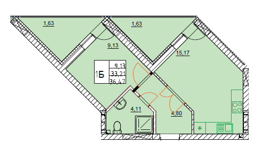 1-комнатная 36.47 м² в ЖК River Port от 29 100 грн/м², г. Ирпень