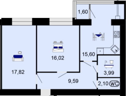 2-комнатная 66.72 м² в ЖК Семейный комфорт от 17 000 грн/м², Винница