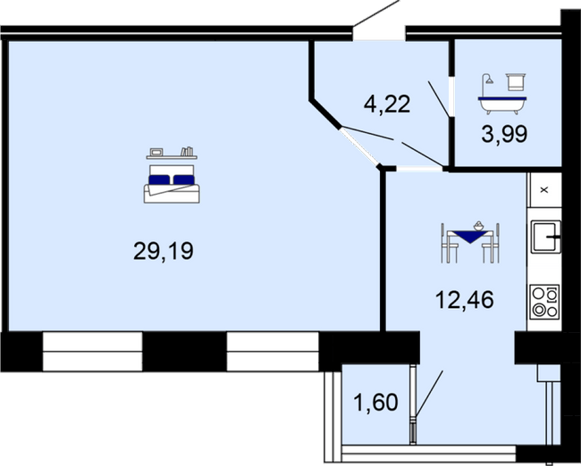 1-кімнатна 51.46 м² в ЖК Сімейний комфорт від 18 000 грн/м², Вінниця