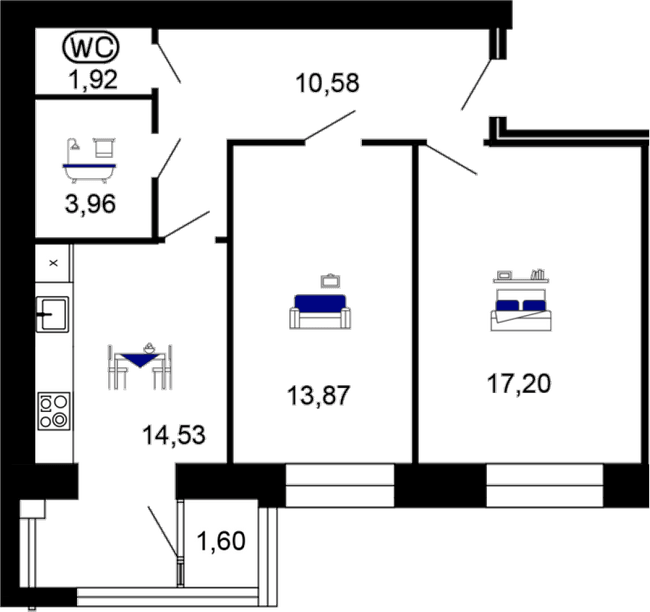 2-комнатная 63.66 м² в ЖК Семейный комфорт от 17 000 грн/м², Винница