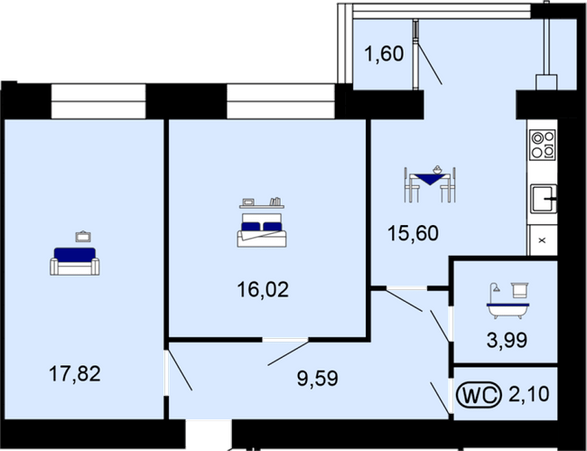 2-кімнатна 66.72 м² в ЖК Сімейний комфорт від 17 000 грн/м², Вінниця