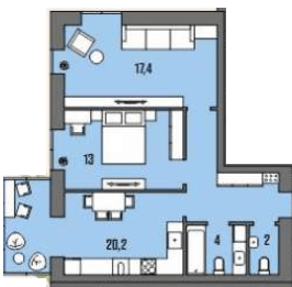 2-комнатная 65.6 м² в ЖК Dream Town от 21 000 грн/м², Луцк