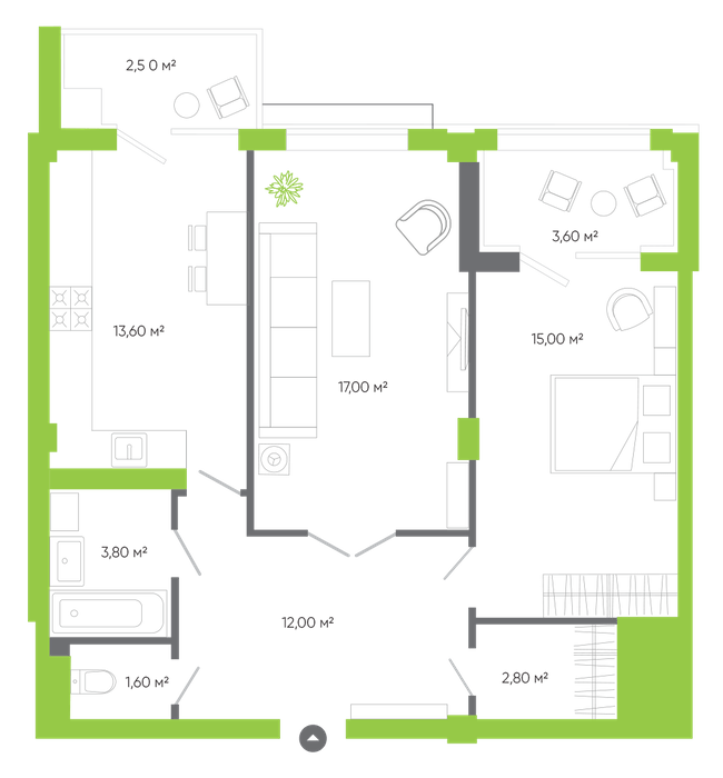 2-кімнатна 71.9 м² в ЖК Оселя Парк від 26 500 грн/м², Луцьк