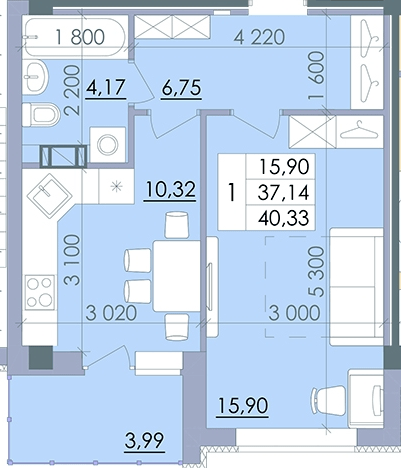 1-комнатная 40.33 м² в ЖК Пелюстковий от 18 000 грн/м², Полтава