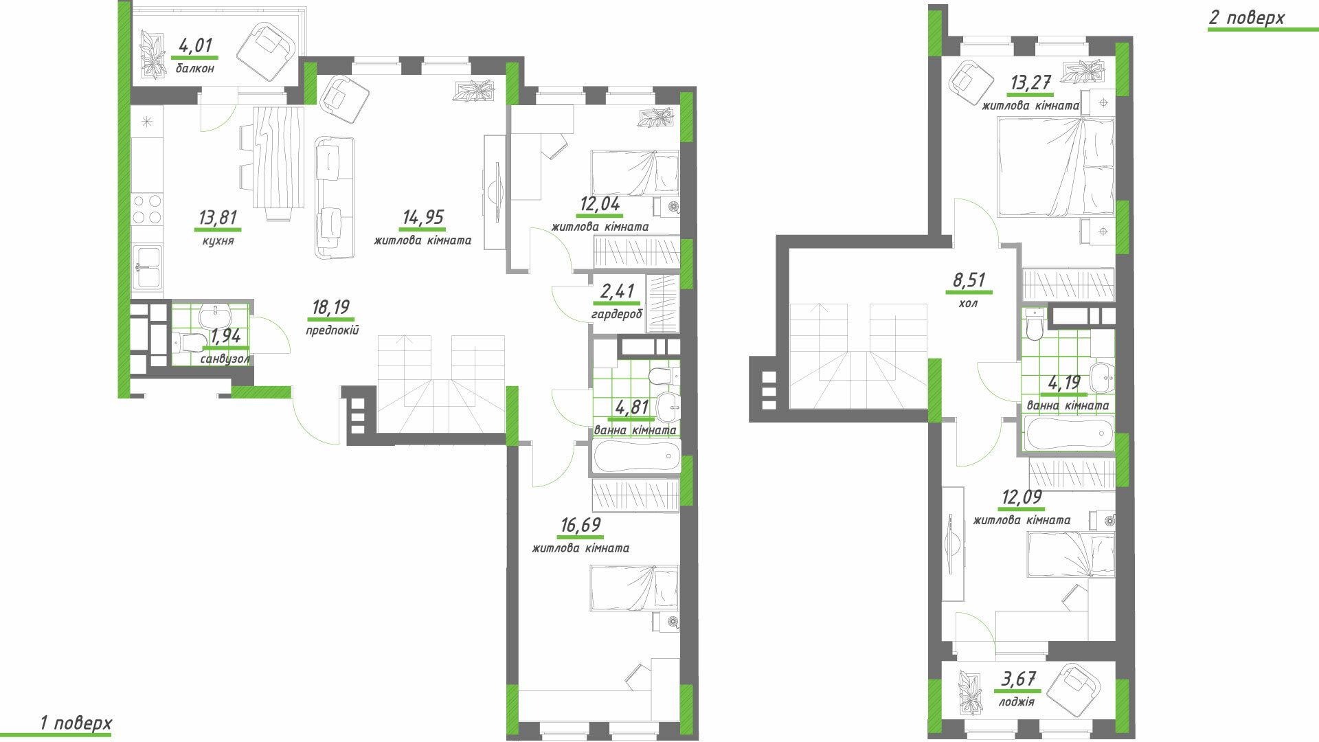 Двухуровневая 130.66 м² в ЖК Нивки-Парк от 32 348 грн/м², Киев